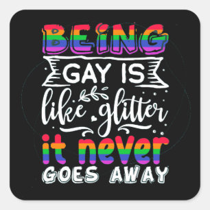 Quadrado Ser Gay é como um adesivo LGBT com brilho