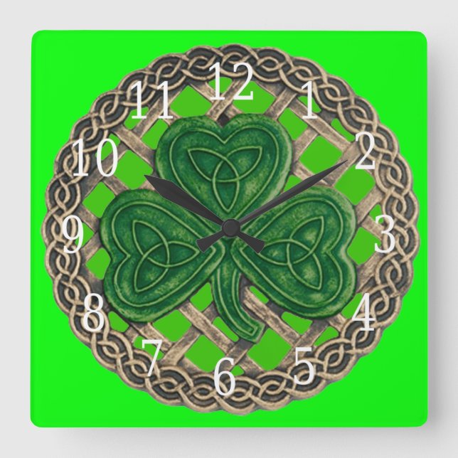 Quadrado Shamrock Verde E O Relógio Celta Conhece (Frente)