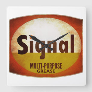 Quadrado Sinal de relógio de placa vintage de graxa multius