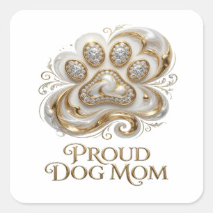 Quadrado Snappy Gold PROUD DOG MOM Adesivo Impressão
