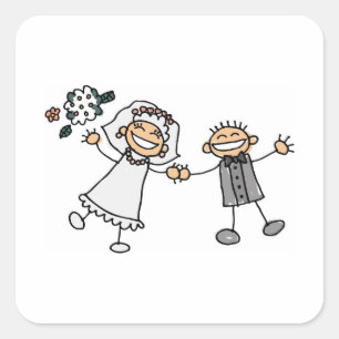 Quadrado Sobre la boda sello adesivo