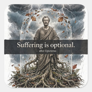 Quadrado Sofrimento é Opcional — Adesivo Epictetus