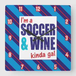 Quadrado Sou um Relógio de Gal de Futebol e Vinho