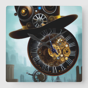 Quadrado Steampunk Industrial hat faz o relógio Wall Clock