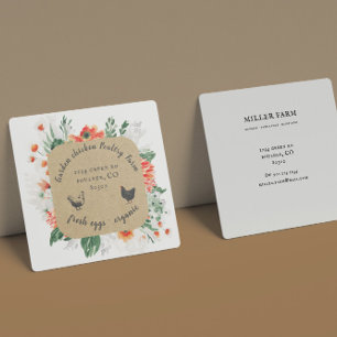 Quadrado Summer Willows Floral Farmhouse Cartão de visita