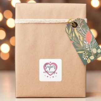 Quadrado Super Mamãe Adesivo Personalizado Melhor Presente 