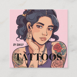 Quadrado Tatuagem Artista Cartão de visita Gráfico