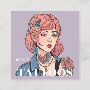 Quadrado Tatuagem Artista Cartão de visita Gráfico