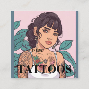 Quadrado Tatuagem Artista Cartão de visita Gráfico