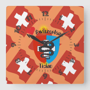Quadrado Ticino Suíça Suisse Svizzera Svizra relógio