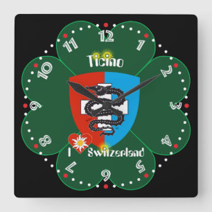 Quadrado Ticino Suíça Suisse Svizzera Svizra relógio