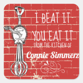 Quadrado tijolo de batedor de ovos da cozinha do adesivo