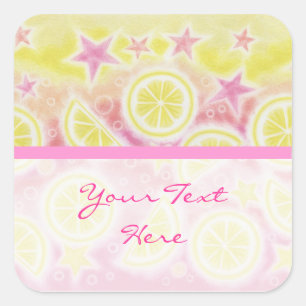 Quadrado Tiras quadradas de adesivo 'Your Text' com limonad