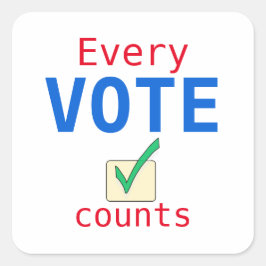 Quadrado Todos os votos Contam o Adesivo de Eleição Persona