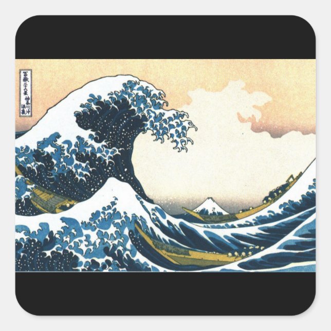 Quadrado Um adesivo de arte, Hokusai, a onda do Excelente (Frente)