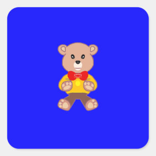 Quadrado Urso de Teddy Bonito no Adesivo Azul