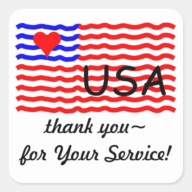Quadrado USA FLAG - obrigado que você ama o adesivo (Frente)