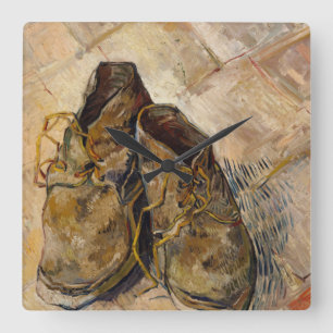 Quadrado Van Gogh Vestiu Calçados pintando relógio de pared