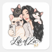Vida de Zie™ | Adesivo de retrato de animal fofo