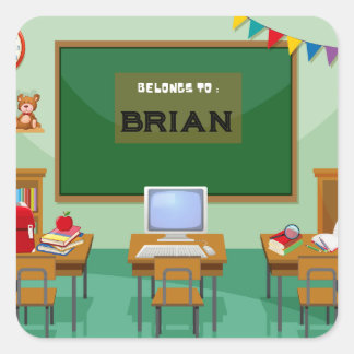 Quadrado Volta Personalizada ao adesivo Escolar