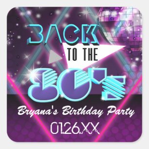 Quadrado VOLTAR PARA OS ANOS 80 Adesivo de Rótulo de Festa 