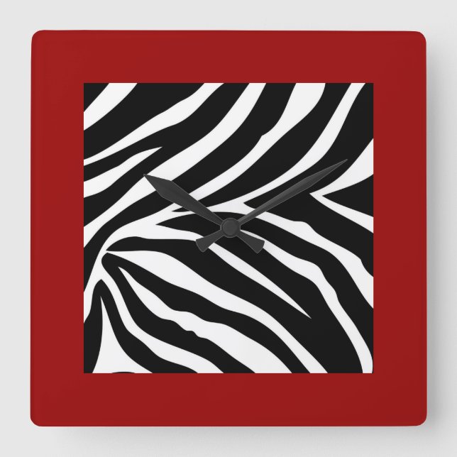 Quadrado Zebra com Relógio Vermelho (Frente)