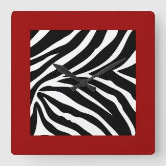 Quadrado Zebra com Relógio Vermelho