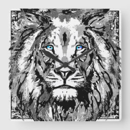 Quadrado Zodiac Leo Cinza Retrato de Leão - Relógio de Leão