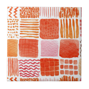 Quadrados Divertidos de Aquarela Abstrato Boho Q