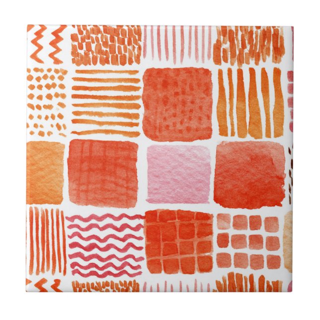 Quadrados Divertidos de Aquarela | Abstrato Boho Q (Frente)