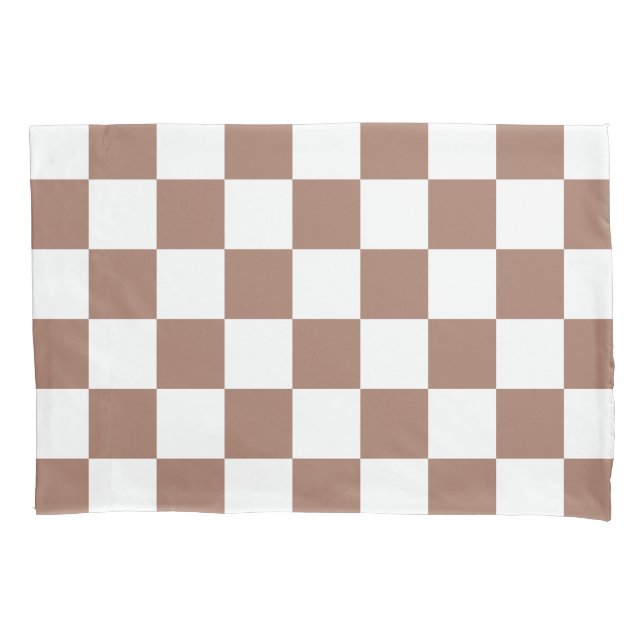 Quadrados xadrez marrom mocha branco geométrico re (Frente)