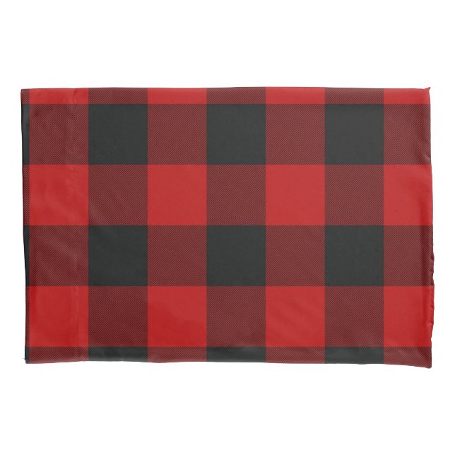 Quadrados Xadrez Preto e Vermelho Buffalo Plaid (Frente)