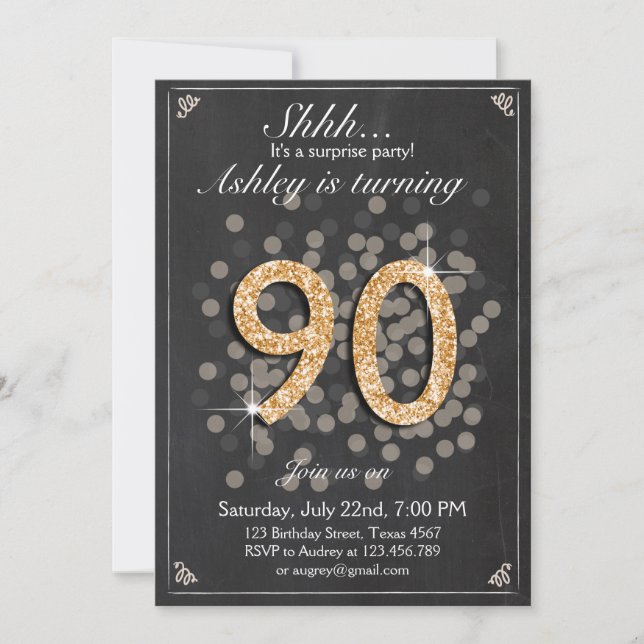 Quadro 90 rústicos do convite do aniversário da (Frente)