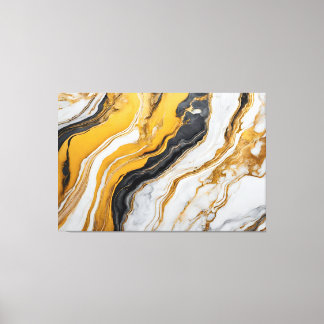 Quadro Abstrato amarelo, preto, branco em Canvas
