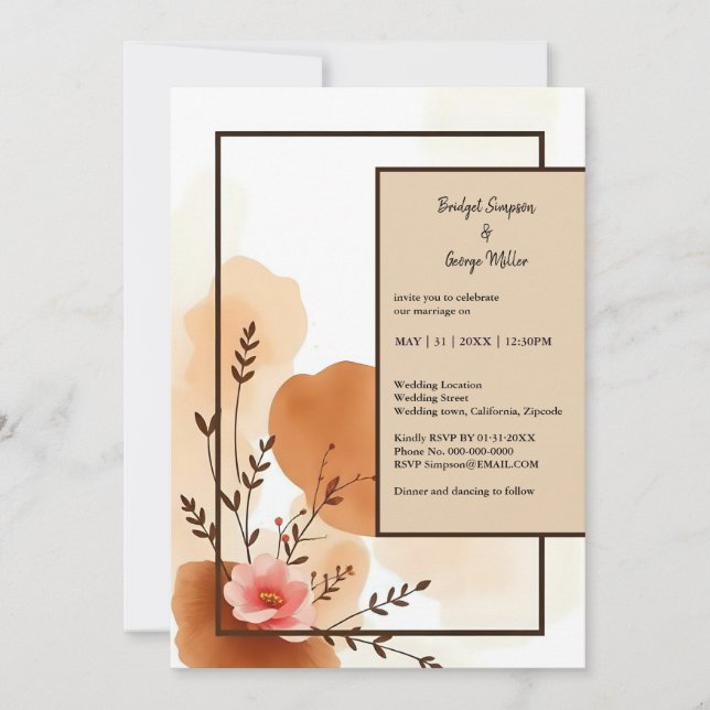 Quadro de Aquarela Floral de Pessel de Outono (Frente)