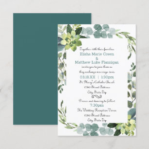 Quadro de Buquê Teal - 3x5 Convite de Casamento/R