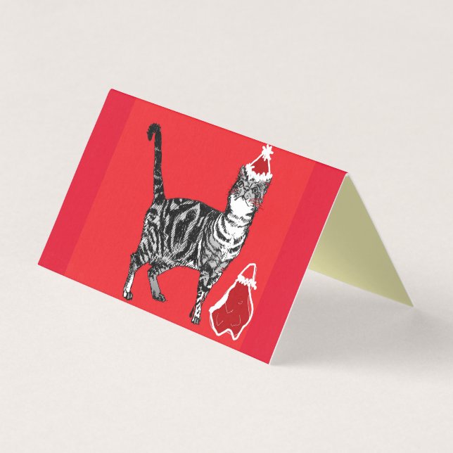 Quadro de Cartão de Natal para Felizes de Gato (Frente)