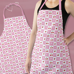 Quadro de controlo rosa com Apron de cereja e flor