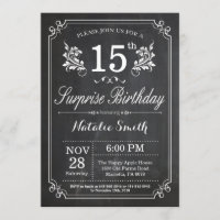 Quadro de Convite de Aniversário para 15 de Surpre