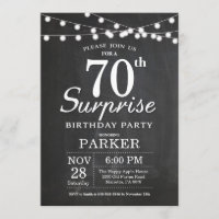 Quadro de Convite de Aniversário para 70 de Surpre