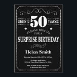 Quadro de Convite para 50 de Aniversário da Surpre<br><div class="desc">Surpreenda o 50º Quadro de Convite de Aniversário. Fundo preto e branco. Aniversário Adulto. Homens ou Mulheres Aniversário. Meninos Meninos ou Meninas Meninas Meninas Adolescentes Convidam. 13 15 16º 18º 20 21rua 30 40º 50º 60º 80 de 70 100º. Qualquer Idade. Para mais personalização, clique no botão "Personalizar" e use...</div>