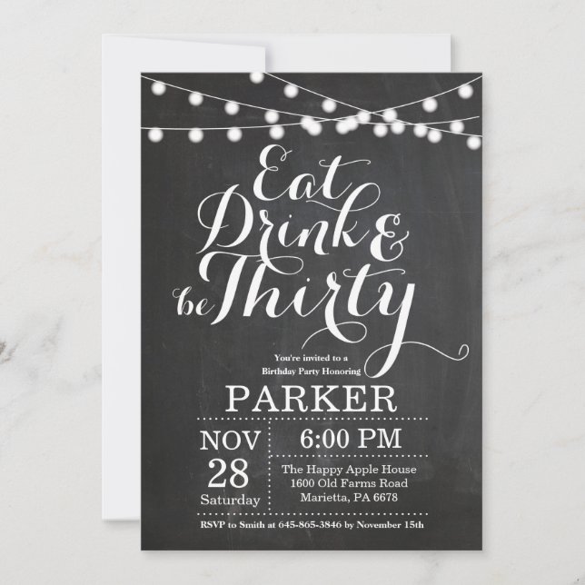 Quadro de Convite para aniversário de 30 anos (Frente)