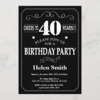 Quadro de Convite para aniversário de 40 anos
