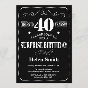 Quadro de Convite para aniversário de 40 anos Surp