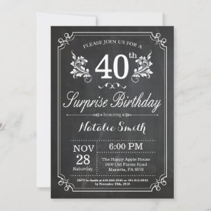 Quadro de Convite para aniversário de 40 anos Surp