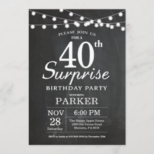 Quadro de Convite para aniversário de 40 anos Surp