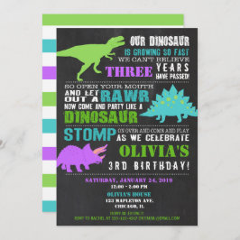 Quadro de convites para aniversários de dinossauro