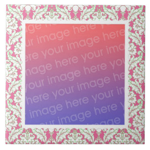 Quadro de Cor damasco rosa e verde Sua foto