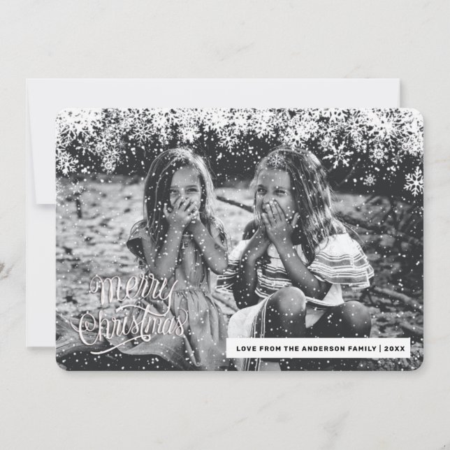 Quadro de flocos de neve Cartão Feliz de Natal (Frente)