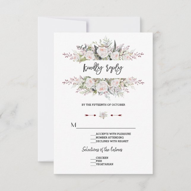 Quadro de Flores Brancas Encantadoras RSVP Casamen (Frente)
